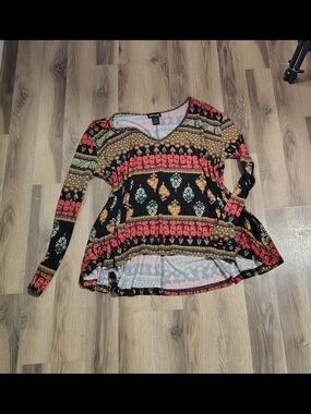 Ladies Retro Y2K Boho Peplum Tunic